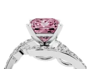 Princess Cut Bypass Pavé Engagement Ring Setting for a Fancy Pink Lab-Grown Diamond | Marquise Accents | Sterling Silver