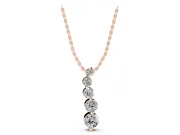 Round Lab-Grown Diamond Graduated Drop Pendant Necklace | Hidden Bail | Rose Gold