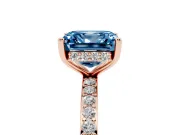 Asscher Cut Hidden Halo Engagement Ring Setting for a Fancy Blue Lab-Grown Diamond | Rose Gold