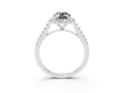 Fancy Black Oval Cut Diamond Halo Pavé Engagement Ring Set in Silver with Prong Setting