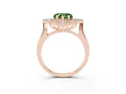 Fancy Green Heart Cut Diamond Cluster Halo Ring Set in Rose gold with Marquise and Round Accents