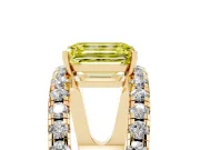 Emerald Cut Split Shank Pavé Engagement Ring Setting for a Fancy Yellow Lab-Grown Diamond | Yellow Gold
