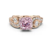 Cushion Cut Swirl Engagement Ring Setting for a Fancy Pink Lab-Grown Diamond | Rose Gold