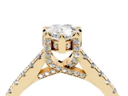 Pear-Shaped Hidden Halo Pave Engagement Ring Setting | Claw Prongs | Yellow Gold