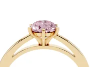 Fancy Pink Pear Cut Diamond Solitaire Engagement Ring Set in Yellow gold with Prong Setting on a Classic Band