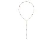 Pear-Shaped Lab-Grown Diamond Bezel Station Lariat Necklace | Polished Bar Links | Rose Gold