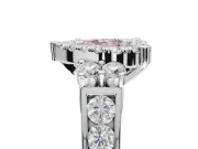 Heart-Shaped Halo Engagement Ring Setting for a Fancy Pink Lab-Grown Diamond | Graduated Channel Band | Sterling Silver