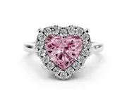 Heart-Shaped Claw Corner Halo Engagement Ring Setting for a Fancy Pink Lab-Grown Diamond | Plain Band | Sterling Silver