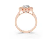Round Vintage Milgrain Bezel Cluster Halo Engagement Ring Setting | Plain Band | Rose Gold