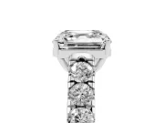 Asscher Cut Cut-Down Side Stone Engagement Ring Setting | Scalloped Shoulders | White Gold
