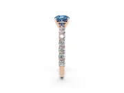 Cushion Cut Shared Prong Engagement Ring Setting for a Fancy Blue Lab-Grown Diamond | Rose Gold