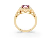 Asscher Cut Halo Engagement Ring Setting for a Fancy Pink Lab-Grown Diamond | Channel-Set Split Shank | Yellow Gold