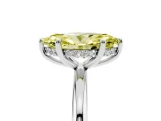 Fancy Yellow Marquise Cut Diamond Solitaire Ring Set in White gold with Thin Band and Prong Setting