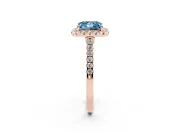 Princess Cut Halo Engagement Ring Setting for a Fancy Blue Lab-Grown Diamond | Pave Shoulders | Rose Gold