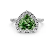 Heart-Shaped Halo Engagement Ring Setting for a Fancy Green Lab-Grown Diamond | Tapered Band | White Gold