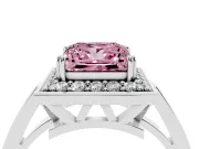 Princess Cut Halo Engagement Ring Setting for a Fancy Pink Lab-Grown Diamond | Polished Halo Rim | Platinum