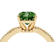 Cushion Cut Twisted Engagement Ring Setting for a Fancy Green Lab-Grown Diamond | Beaded Twist | Yellow Gold