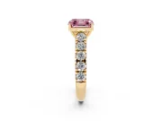 Asscher Cut Engagement Ring Setting for a Fancy Pink Lab-Grown Diamond | Yellow Gold - Design NV-24643