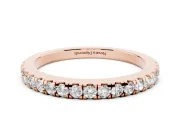 Round Diamond Slender Eternity Band Set in Rose gold with Pavé U-Prong Setting