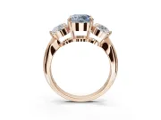 Round Three Stone Engagement Ring Setting for a Fancy Blue Lab-Grown Diamond | Tapered Pave Band | Rose Gold
