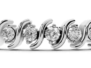 Round Lab-Grown Diamond S-Link Tennis Bracelet | Wave Pattern | White Gold