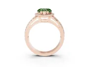 Heart-Shaped Halo Engagement Ring Setting for a Fancy Green Lab-Grown Diamond | Two-Row Pave Split Shank | Rose Gold