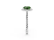 Round Rope Halo Engagement Ring Setting for a Fancy Green Lab-Grown Diamond | Sterling Silver