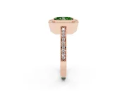 Fancy Green Radiant Cut Diamond Halo Engagement Ring Set in Rose gold with Pavé Band and Round Halo Stones