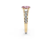 Oval Graduated Side Stone Engagement Ring Setting for a Fancy Pink Lab-Grown Diamond | Flat Top Band | Yellow Gold