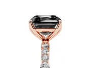 Asscher Cut Pavé Solitaire Engagement Ring Setting for a Black Center | Slim Band | Rose Gold