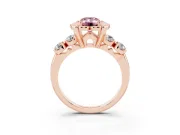 Emerald Cut Floral Engagement Ring Setting for a Fancy Pink Lab-Grown Diamond | Petal Frame and Side Stones | Rose Gold