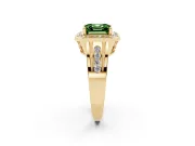Asscher Cut Halo Engagement Ring Setting for a Fancy Green Lab-Grown Diamond | Channel-Set Split Shank | Yellow Gold