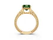 Asscher Cut Engraved Engagement Ring Setting for a Fancy Green Lab-Grown Diamond | Yellow Gold