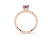 Fancy Pink Oval Cut Diamond Pavé Band Ring Set in Rose gold with Prong-Set Center Stone