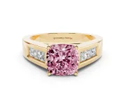 Cushion Cut Channel-Set Engagement Ring Setting for a Fancy Pink Lab-Grown Diamond | Yellow Gold