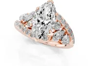 Marquise Bypass Pavé Engagement Ring Setting | Marquise and Pear Accents | Rose Gold