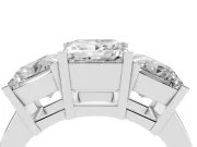 Princess Cut Three Stone Engagement Ring Setting | Large Side Stones | White Gold