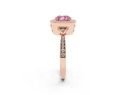 Cushion Cut Milgrain Halo Engagement Ring Setting for a Fancy Pink Lab-Grown Diamond | Graduated Pavé | Rose Gold