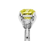 Cushion Cut Hidden Halo Three Stone Engagement Ring Setting for a Fancy Yellow Lab-Grown Diamond | White Gold