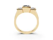 Radiant Cut Channel-Set Three Stone Engagement Ring Setting for a Black Center | Yellow Gold