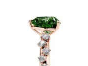 Fancy Green Heart Cut Diamond Cluster Solitaire Ring Set in Rose gold with Prong Setting