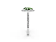Pear-Shaped Bezel-Rim Halo Engagement Ring Setting for a Fancy Green Lab-Grown Diamond | Pave Band | Platinum