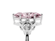 Marquise Cluster Side Stone Engagement Ring Setting for a Fancy Pink Lab-Grown Diamond | Plain Band | Sterling Silver