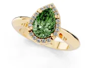 Pear-Shaped Halo Engagement Ring Setting for a Fancy Green Lab-Grown Diamond | Plain Tapered Band | Yellow Gold