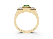 Radiant Cut Channel-Set Three Stone Engagement Ring Setting for a Fancy Green Lab-Grown Diamond | Yellow Gold