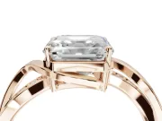 Asscher Cut Bypass Solitaire Engagement Ring Setting | Pavé and Plain Strands | Rose Gold