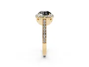 Round Floral Halo Engagement Ring Setting for a Black Center | Large Round Accents | Yellow Gold