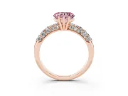 Heart-Shaped Multi Row Pave Engagement Ring Setting for a Fancy Pink Lab-Grown Diamond | Rose Gold