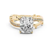Radiant Cut Twisted Pavé Engagement Ring Setting | Pavé and Plain Strands | Yellow Gold