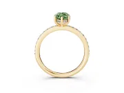 Fancy Green Marquise Cut Diamond Pavé Band Ring Set in Yellow gold with Prong-Set Center Stone